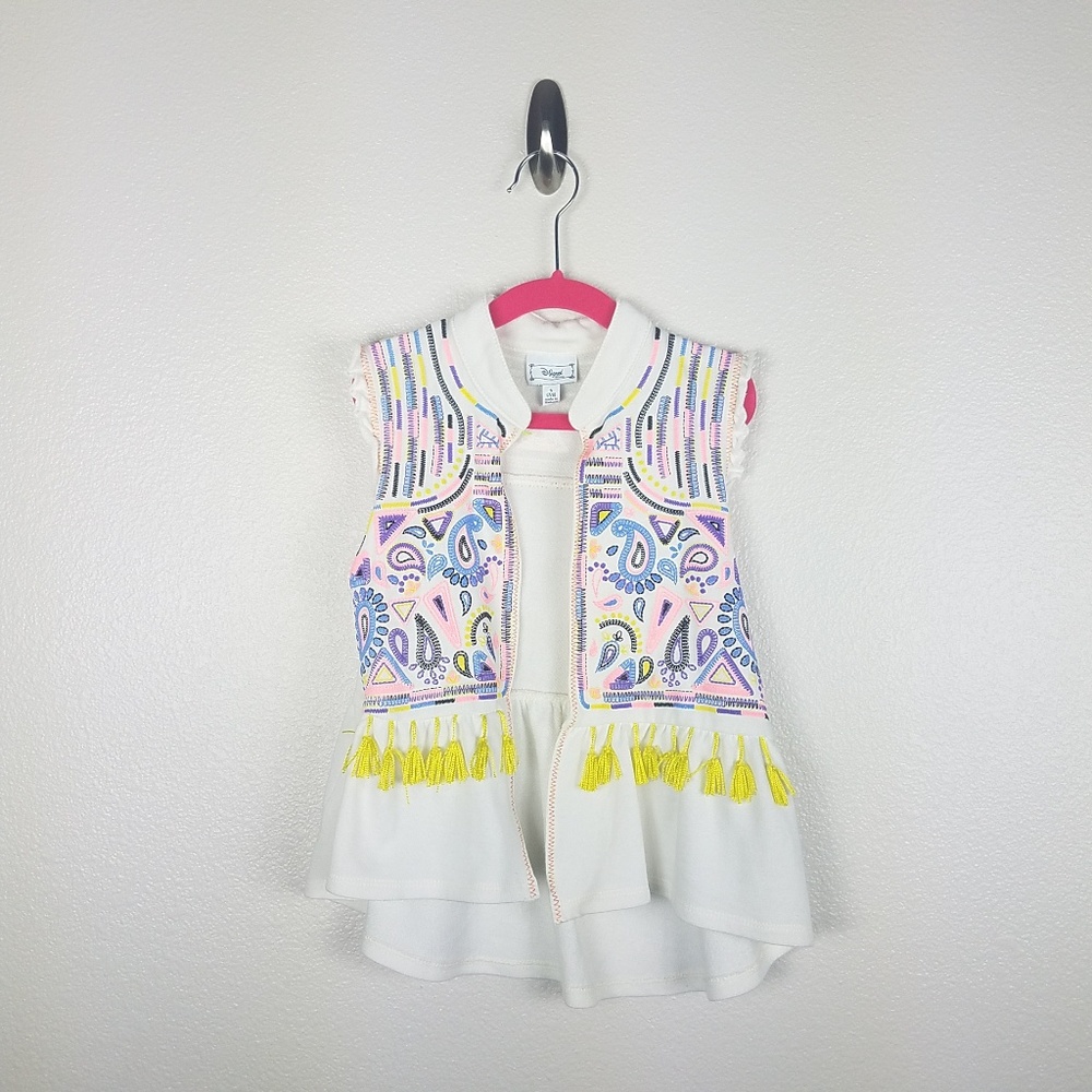 D signed Disney jacket vest colorful purple cream